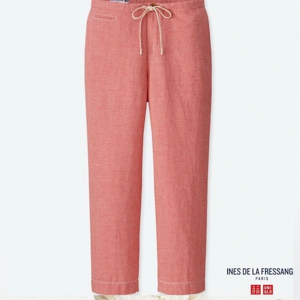 Uniqlo Ines de la Fressange Red Cotton Linen Easy Pants Small
